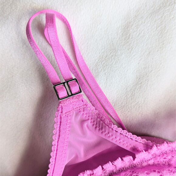 Aerie Real Power Wireless Plunge Bandeau Push Up Lace Bra 32B NEW Wire Free - Picture 4 of 14